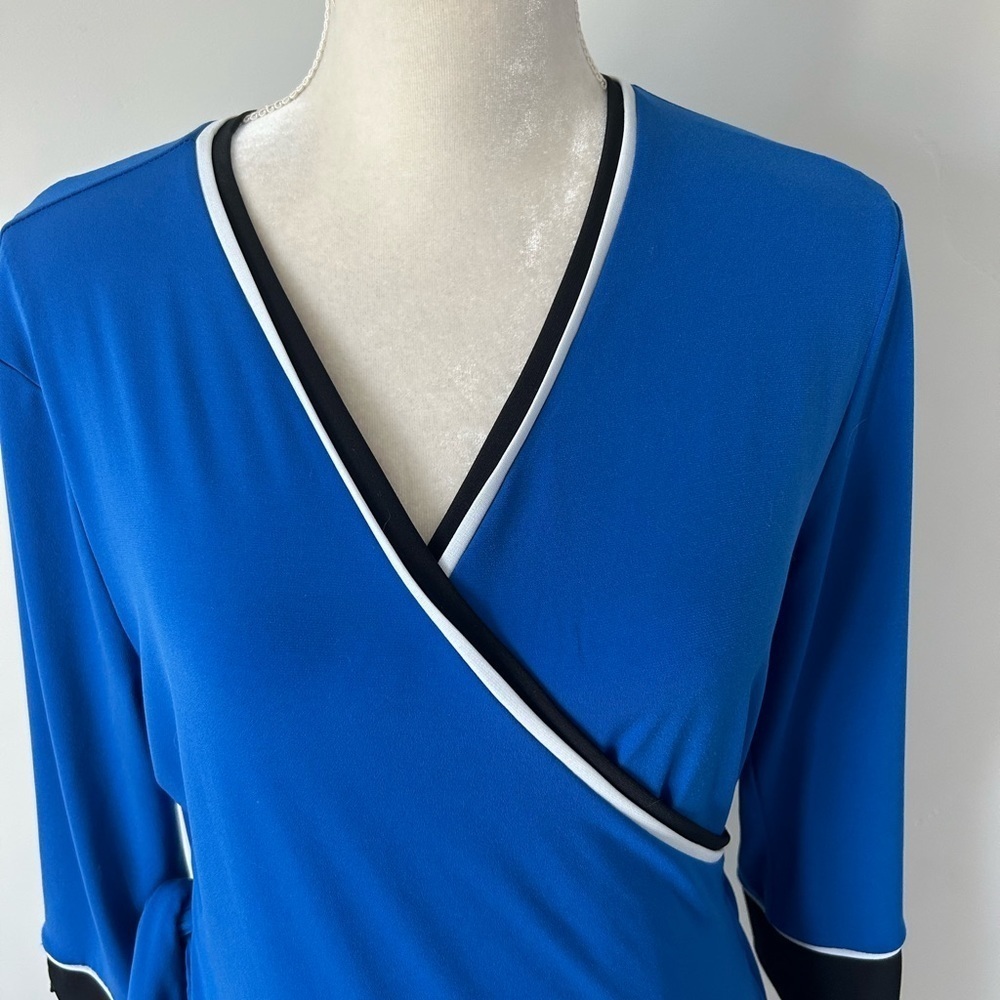 Ellen Tracy Blue Wrap Dress - Picture 5 of 12